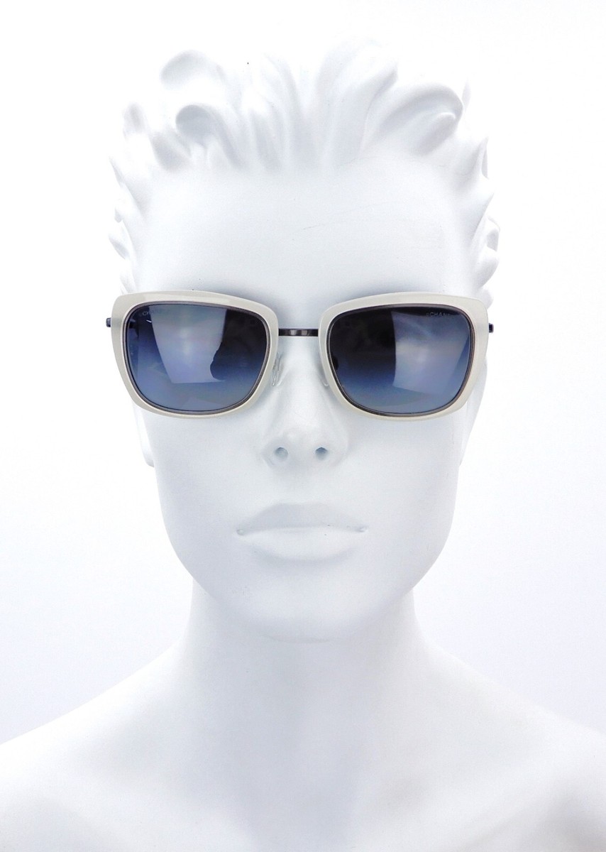New CHANEL CH 4203 c.459/S6 52mm Gunmetal Ivory White Sunglasses