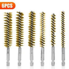 6/12 PCS 1/4" Hex Shank Brass Bore Cleaning Brushes for Power Drill Die Grinder