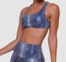  49 Onzie Women's Blue Moisture-Wicking Seamless Mudra Sports Bra Size Small