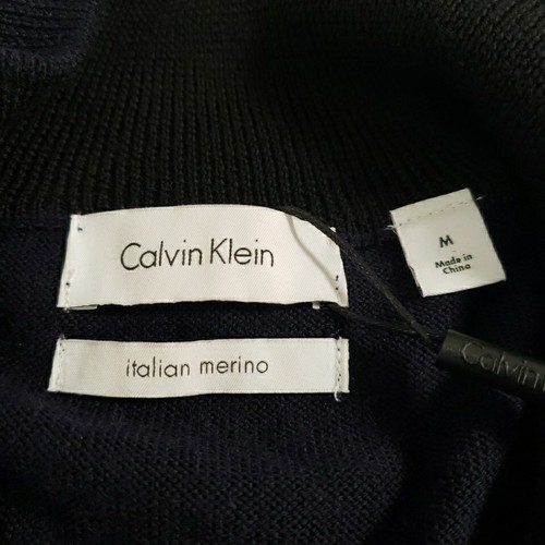 Calvin Klein Pullover mit 1/4 Reißverschluss Herren mittelblau mock Ausschnitt Merinowolle Pullover - Bild 3 von 8