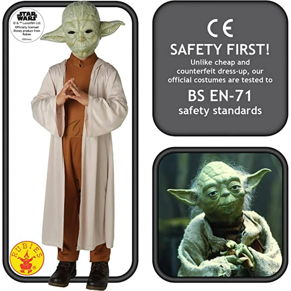Yoda Star Wars Child Costume Jedi Master Cosplay Robe and Mask - Rubie's 630877 - Image 4 of 4