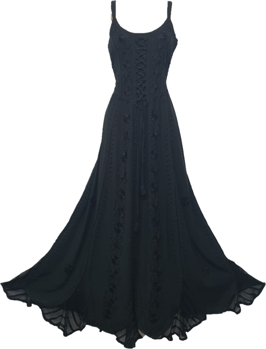 sachin and babi light blue dress Black and Gold Embroidered Maxi Dress with Open Back main image 0