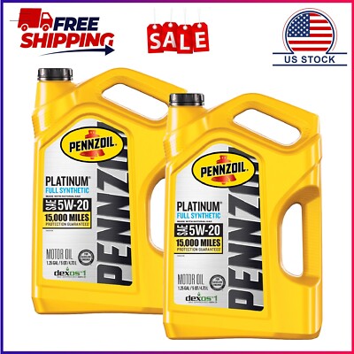 2 Pack, Pennzoil Platinum Full Synthetic 5W-20 Motor Oil, 5-Quart