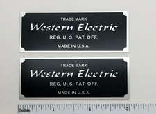Western Electric Badge Logo Custom Made Aluminum PAIR  Silver or Gold