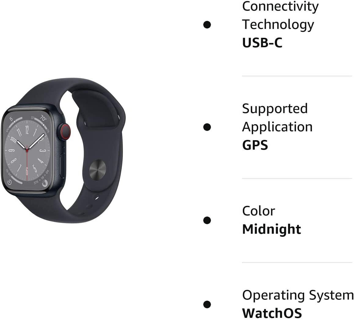 Refurbished Apple Watch Series 8 GPS + Cellular, 45mm Midnight