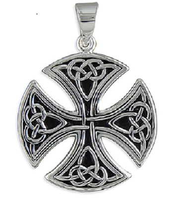 MEN''S QUALITY LARGE ROUND CELTIC CROSS PENDANT 925 STERLING