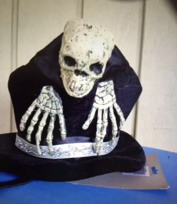 Mini sombrero de copa victoriano de espuma negro gótico esqueleto calavera huesos nuevo con etiquetas-osfa Foto 2 de 4