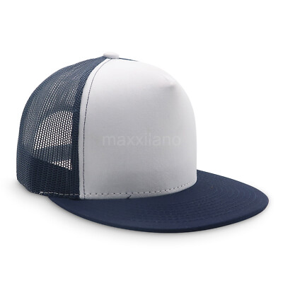 Snapback Hat Cotton Mesh Solid Flat Brim Style Baseball Cap Trucker Men Visor