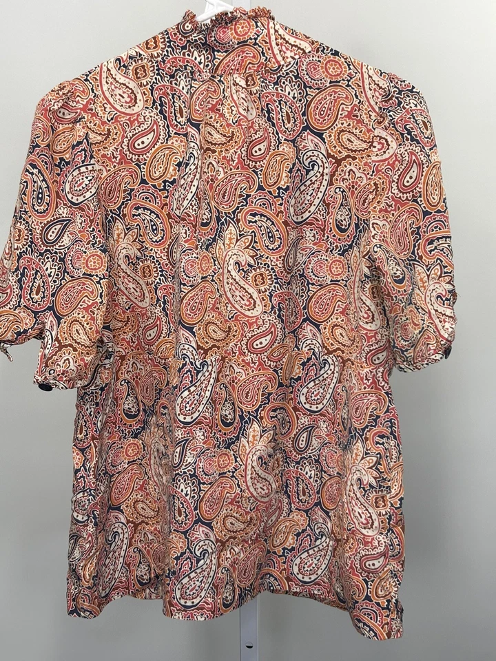 Banana Republic Women’s Orange Floral Top Short Sleeve, Size S      1I - Image 2 of 4