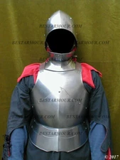 Medieval 18GA SCA LARP Armor Gothic Cuirass With Sallet Helmet & Gorget Armor