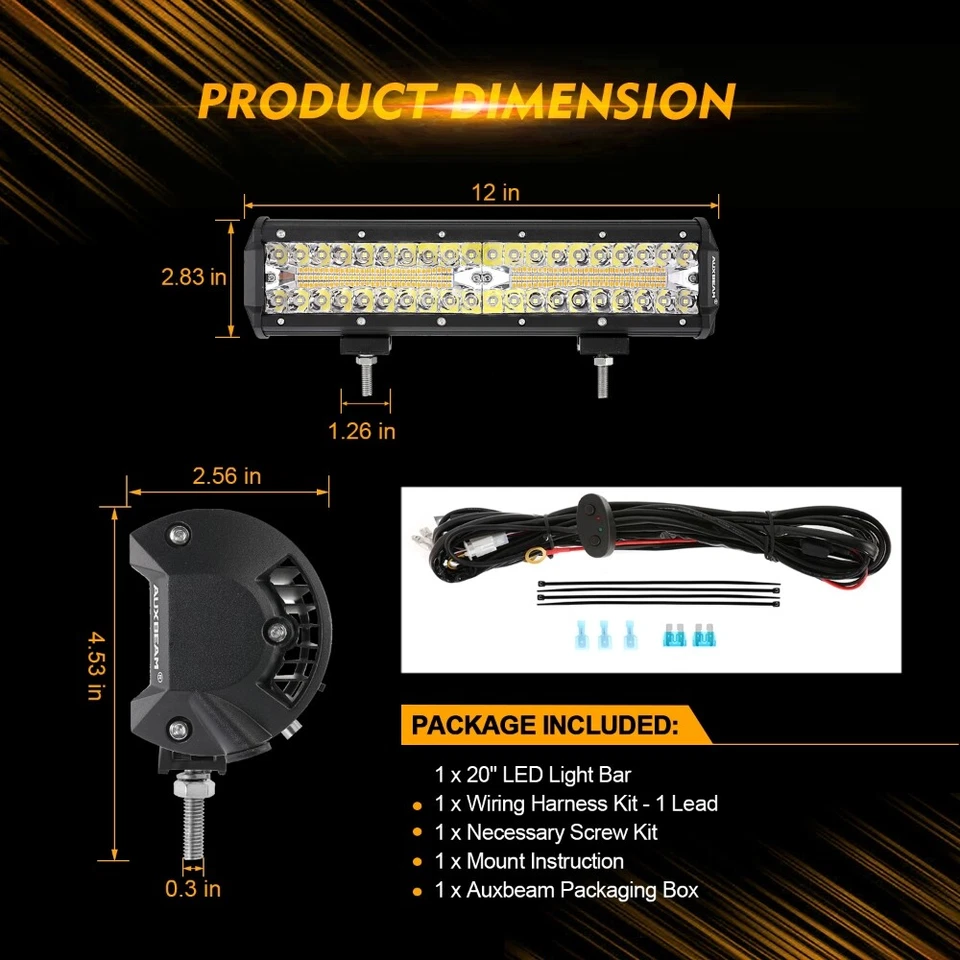 AUXEBAM Barra de Luz LED Ámbar Blanco Estroboscópico Vainas de Luz LED para Chevy Impala Foto 3 de 4