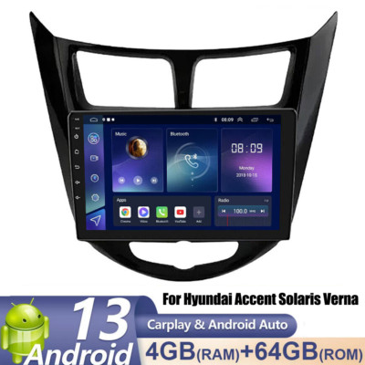 4+64GB Android 13 CarPlay For Hyundai Accent Solaris Verna Car GPS Stereo Radio