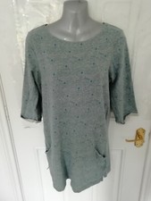 Seasalt 10 Grey Blue Boats Seaside Print Trewoon Tunic Dress Pockets Organic