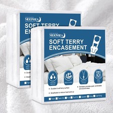 Waterproof Zippered Mattress Encasement Soft Terry Surface 2 Pack Various Size