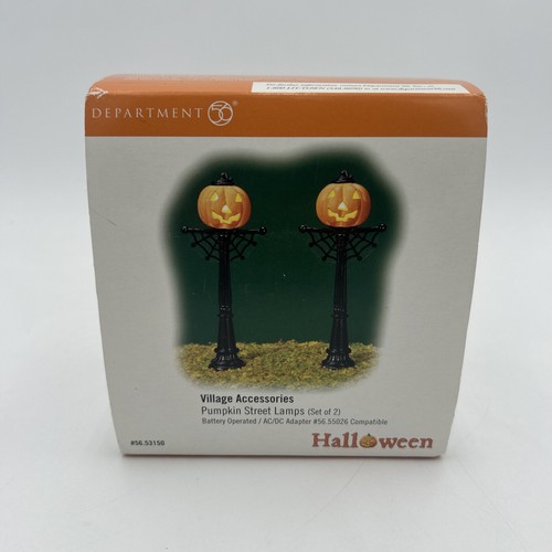 DEPT 56 Halloween Schnee Dorf Zubehör Kürbis Straßenlaternen 53150 NEU