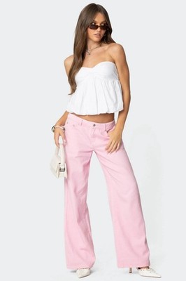 NWT EDIKTED Roman Low Rise Baggy Jeans Pink Size Small Regular Fit