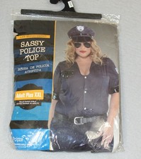 Sassy Police Top Blue Shirt Cop Officer Halloween Costume Adult Plus XXL 18-20