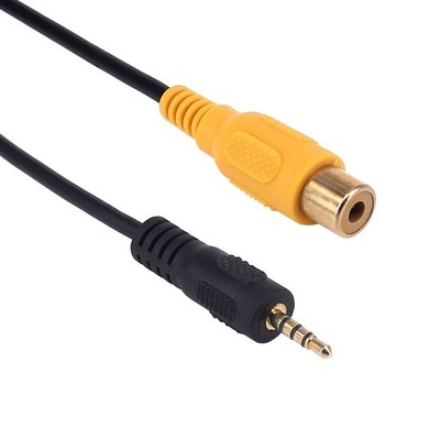 2.5mm to RCA Cable Gold Plated AV-in Aux TRRS Male Female Audio Adapter 0.3m