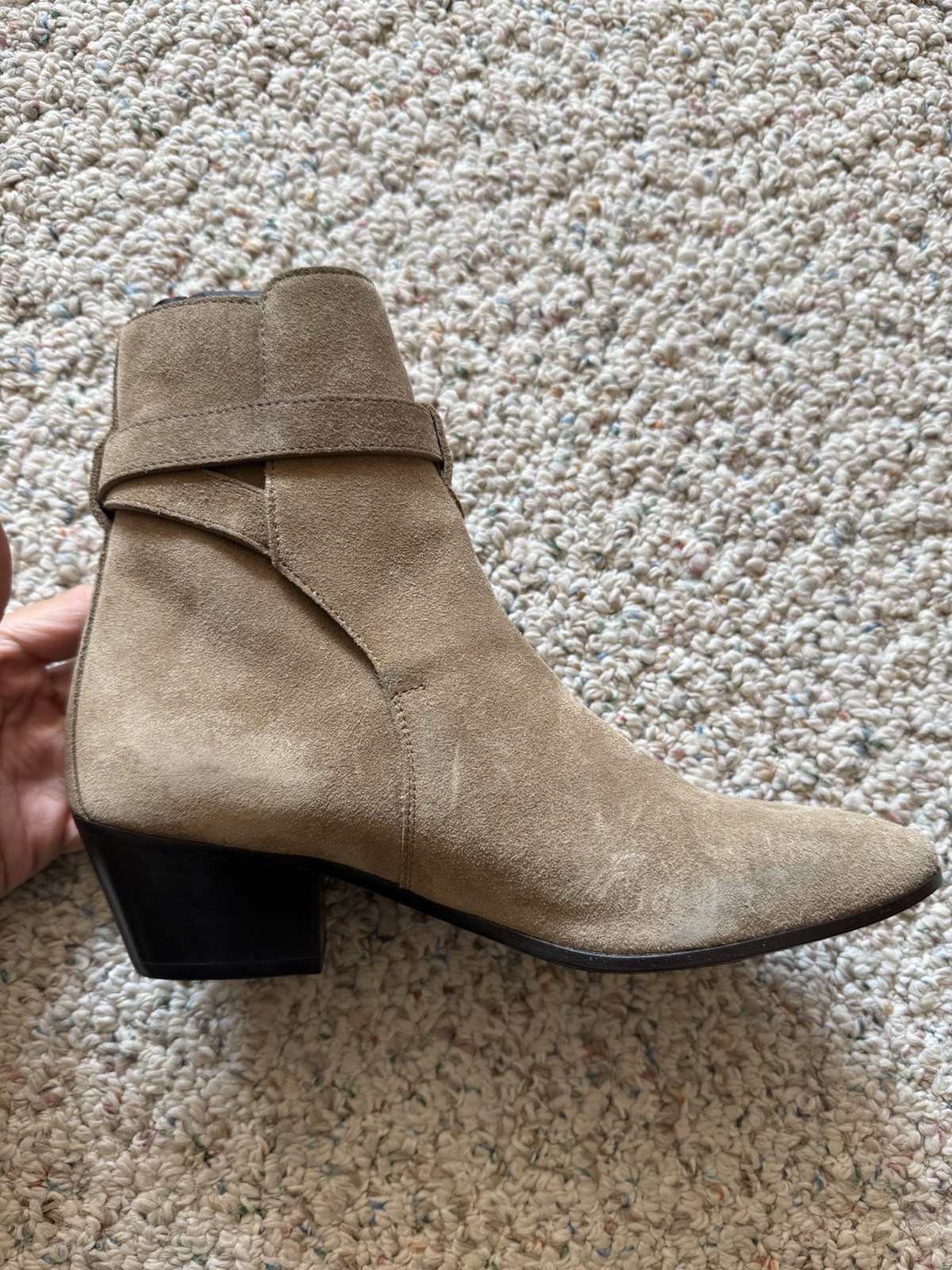 * SOLO lato sinistro * Stivaletti SAINT LAURENT Rustici Marrone Jodhpur 40 Taglia 36 5