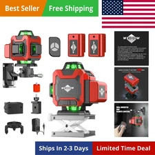 Laser Level, Self-leveling 16 Lines Green Beam 4D Cross Line Tiling Fl...