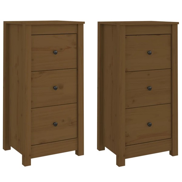 Sideboards 2Er Set Massivholz Kiefer Honigbraun 40X35X80 Cm Wohnzimmer-image