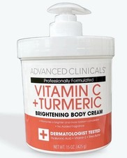 ADVANCED CLINICALS VITAMIN C  TURMERIC Brightening FACE BODY  CREAM 15 Oz