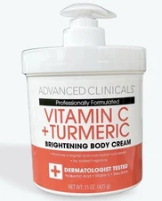 ADVANCED CLINICALS VITAMIN C + TURMERIC Brightening FACE BODY & CREAM 15 Oz