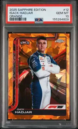 2025 Topps Chrome Sapphire Formula 1 F1 Isack Hadjar RC Orange /25 PSA10 DB26