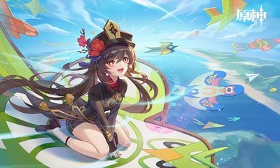 Anime hu tao flower eyes flowing hair hat high up Playmat Gaming Mat Desk 6659