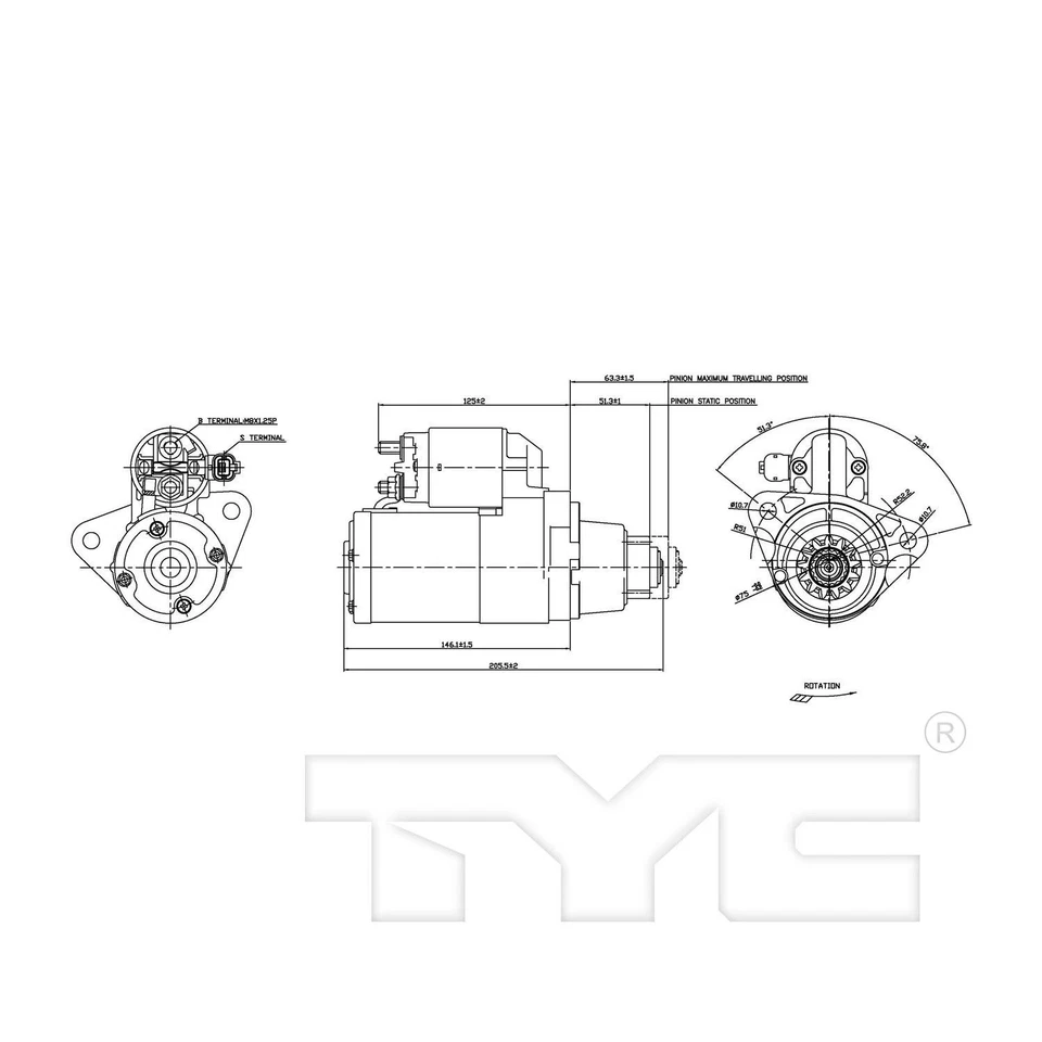 Motor de arranque TYC 1-19063 para 07-19 Altima JX35 Máxima Murano Quest QX60 Foto 3 de 4