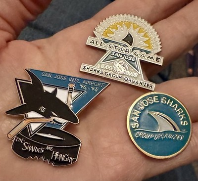 San Jose Sharks Lot-1990s Pins & Sticker-Group Organizer + 1997 All-Star Game