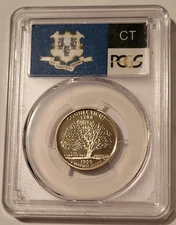 PCGS 1999 S Clad Connecticut State Quarter Proof PR69 DCAM Flag Label