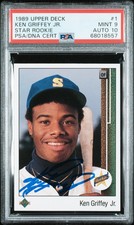 1989 Upper Deck Ken Griffey JR. #1 Star Rookie PSA 9 Auto 10
