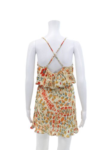 Haute Hippie Womens Silk V Neck Ikat Print Mini Dress Beige Multi Size XS - Bild 3 von 6