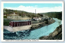 c1940 Clarion Pennsylvania PA Postcard Power Plant Hydro Electric Dam Factory