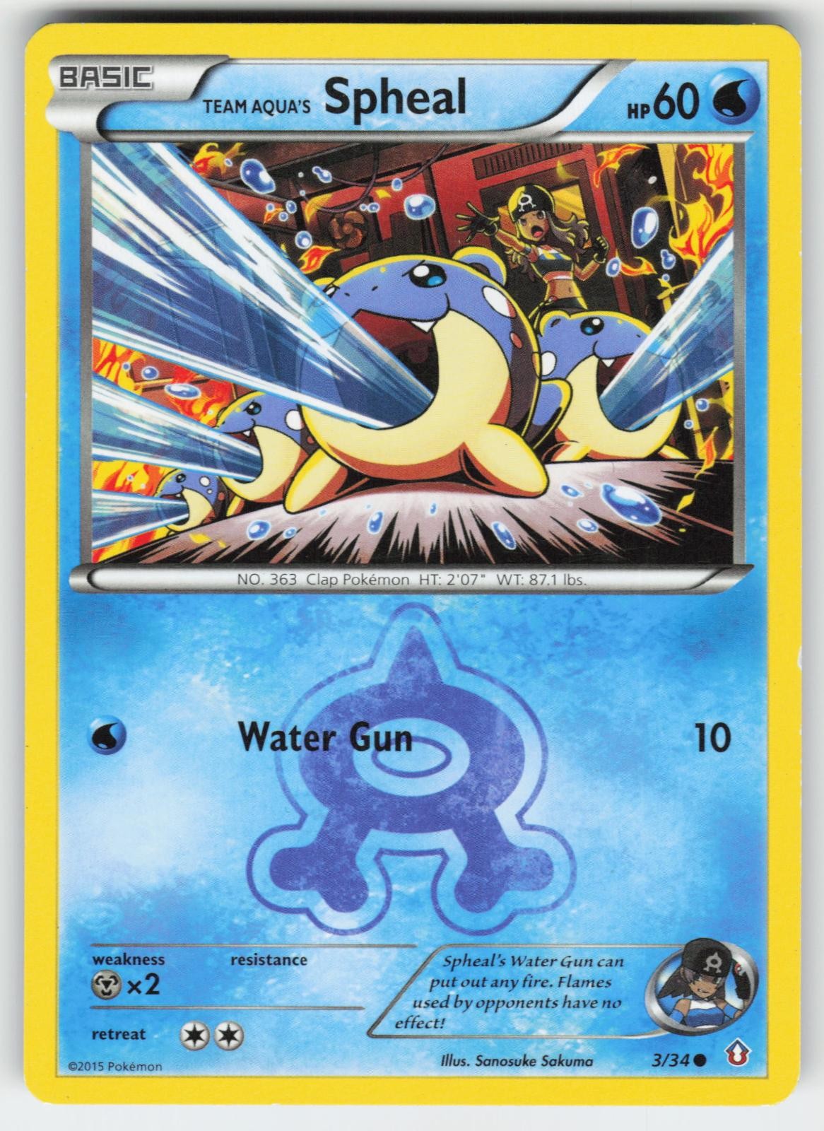 Team Aqua's Spheal 3/34 Common Double Crisis Pokemon Lightly Played