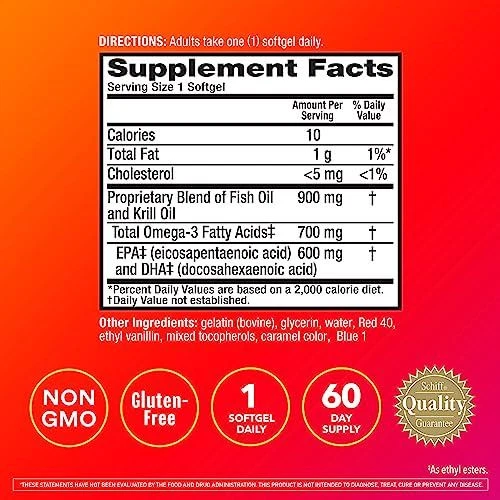 Suplemento de aceite de pescado y krill Megared Omega-3 900 mg - MegaRed Advanced 4 en 1, 60 Foto 4 de 4