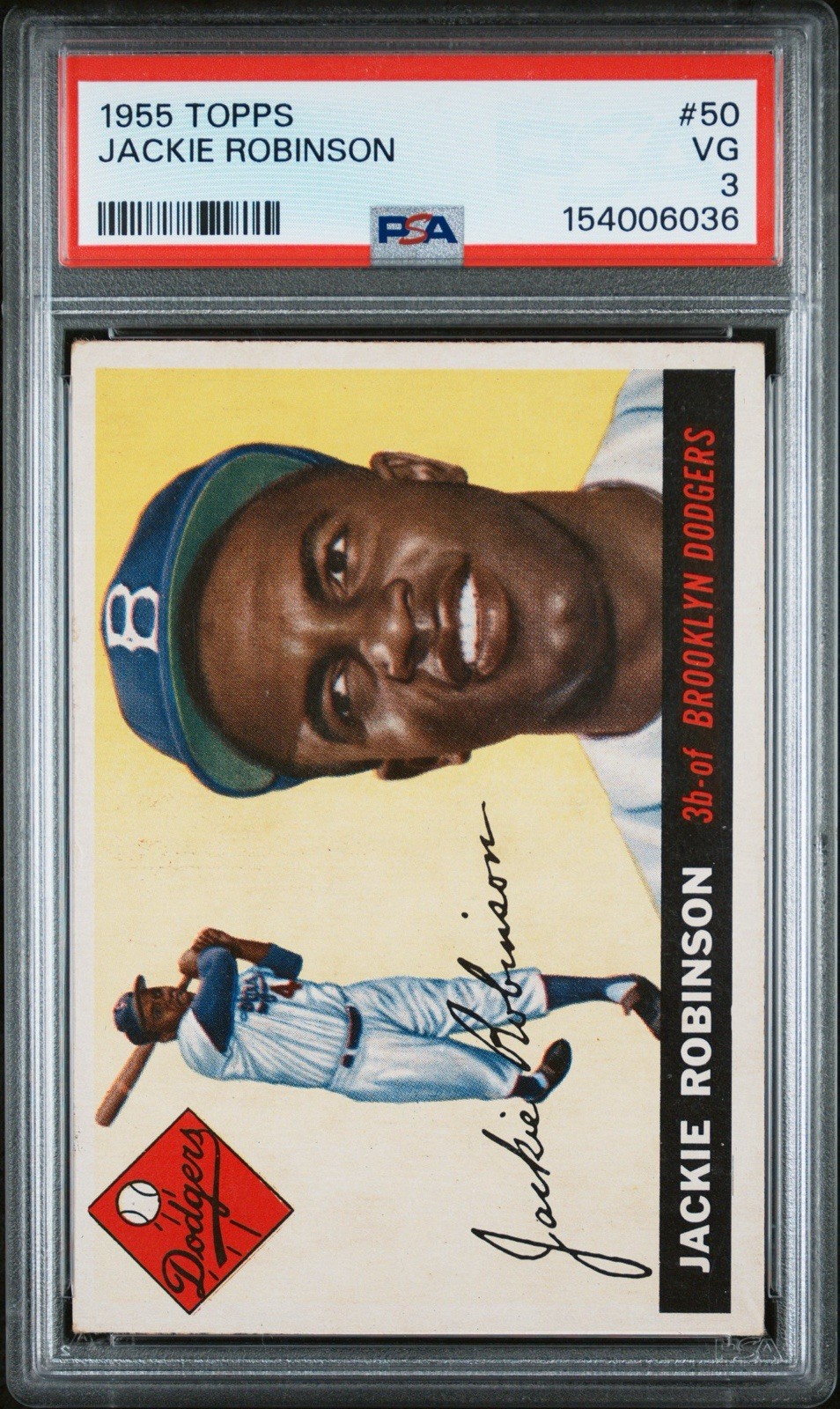 JACKIE ROBINSON 1955 TOPPS PSA 3 ! *FRESHLY GRADED ! *DEAD CENTERED BEUATY ! WOW