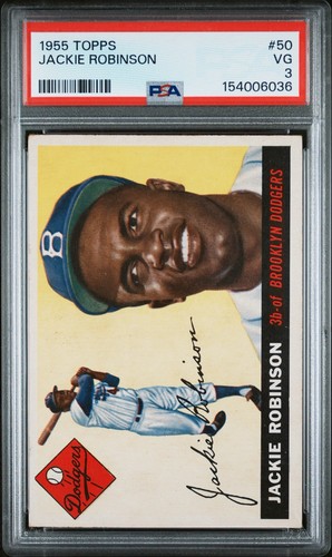 JACKIE ROBINSON 1955 TOPPS PSA 3 ! *FRESHLY GRADED ! *DEAD CENTERED BEUATY ! WOW