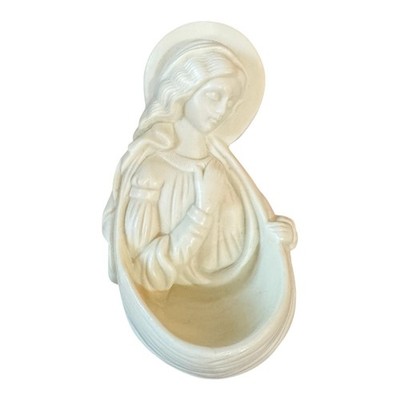 HOLY WATER FONT Virgin Mary White Porcelain 6.5 