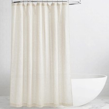 Natural Linen Blend Shower Curtain Semi Sheer Lightweight Waterproof 72x84 In