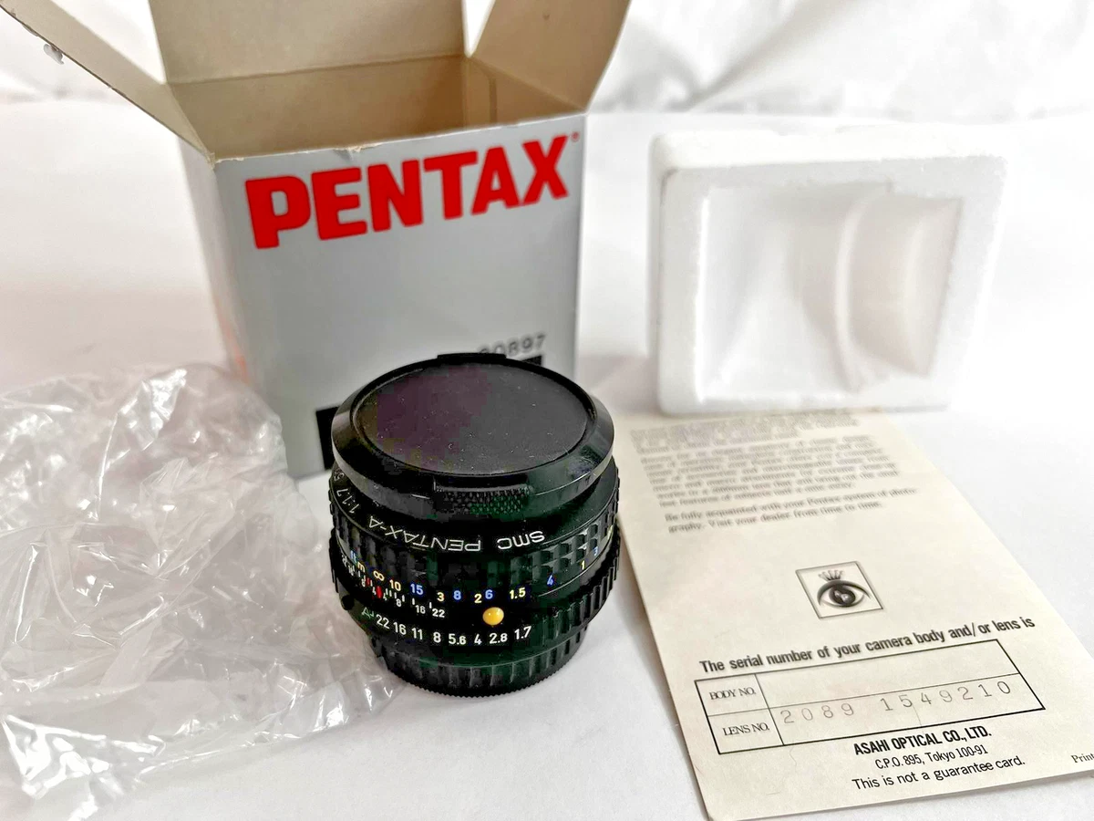 Pentax A Camera Lenses 50mm Focal f/1.7 Maximum Aperture for sale