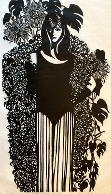 BRUCE CARTER  EXPRESSIONIST  WOODBLOCK PRINT  LOVE OBJECT  1968
