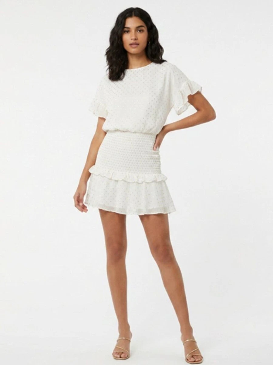 aqua white dress Ruffled Blossom Mini Line Shape With Repeating Fan Motif. Aqua Long Sleeve Lace Dress