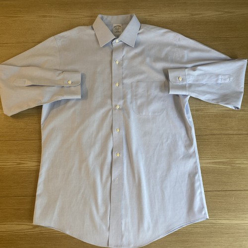 Brooks Brothers Formal Shirt Mens Size 16-32 Blue Slim Fit Non Iron Long Sleeve