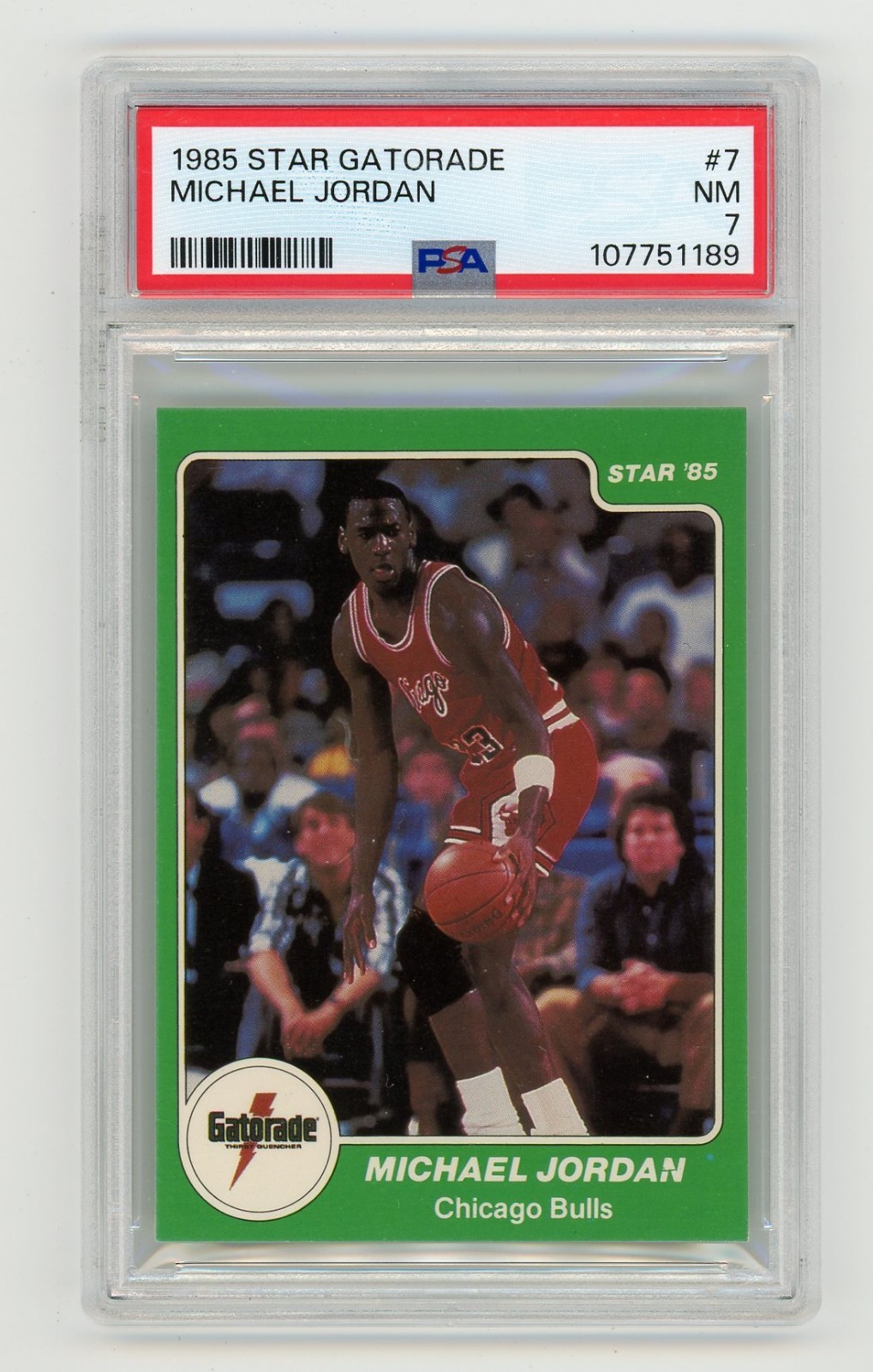 1985 Star Michael Jordan Gatorade Slam Dunk #7 RC Chicago Bulls PSA 7 Centered