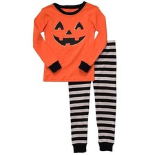 Halloween Pumpkin 2 Piece Glow-In-The-Dark Cotton Pajama Set, Size 12 Months