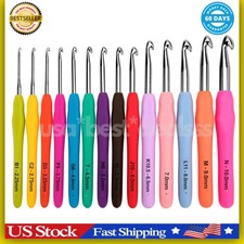 Clover Amour Steel Crochet Hooks Set Pastel 14pcs Ergonomic Easy Grip Bright Plu