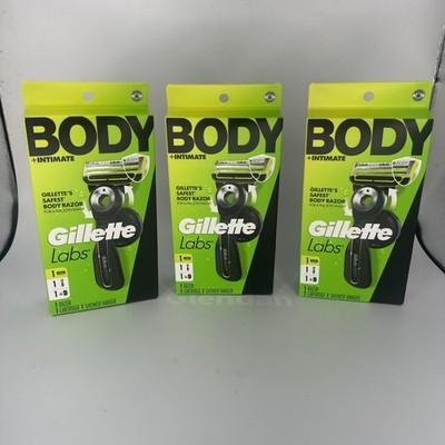  Lot of 3 Gillette Labs Body + Intimate Razors Brand New Sealed Starter Kits