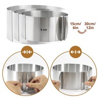 Tortenring Edelstahl Verstellbar Ø16-30Cm Backring Mit Skala Silber Elalove